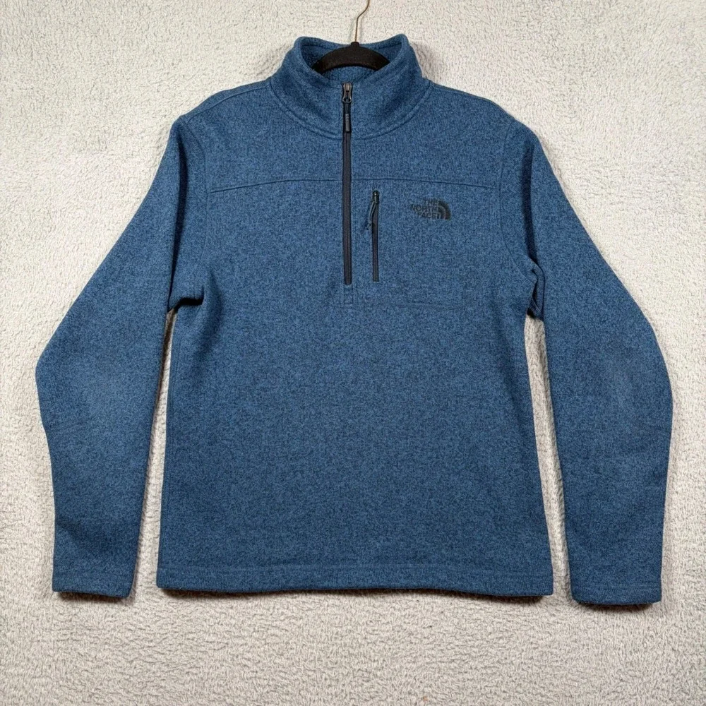 The North Face Mens Gordon Lyons 1/4 Zip Fleece Pullover Blue Heather Sz Small